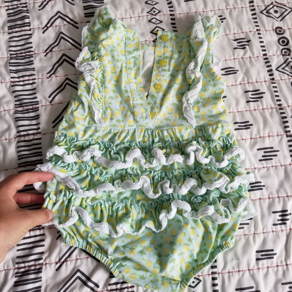 Serendipity Cotton Floral Print Ruffle Romper 2T